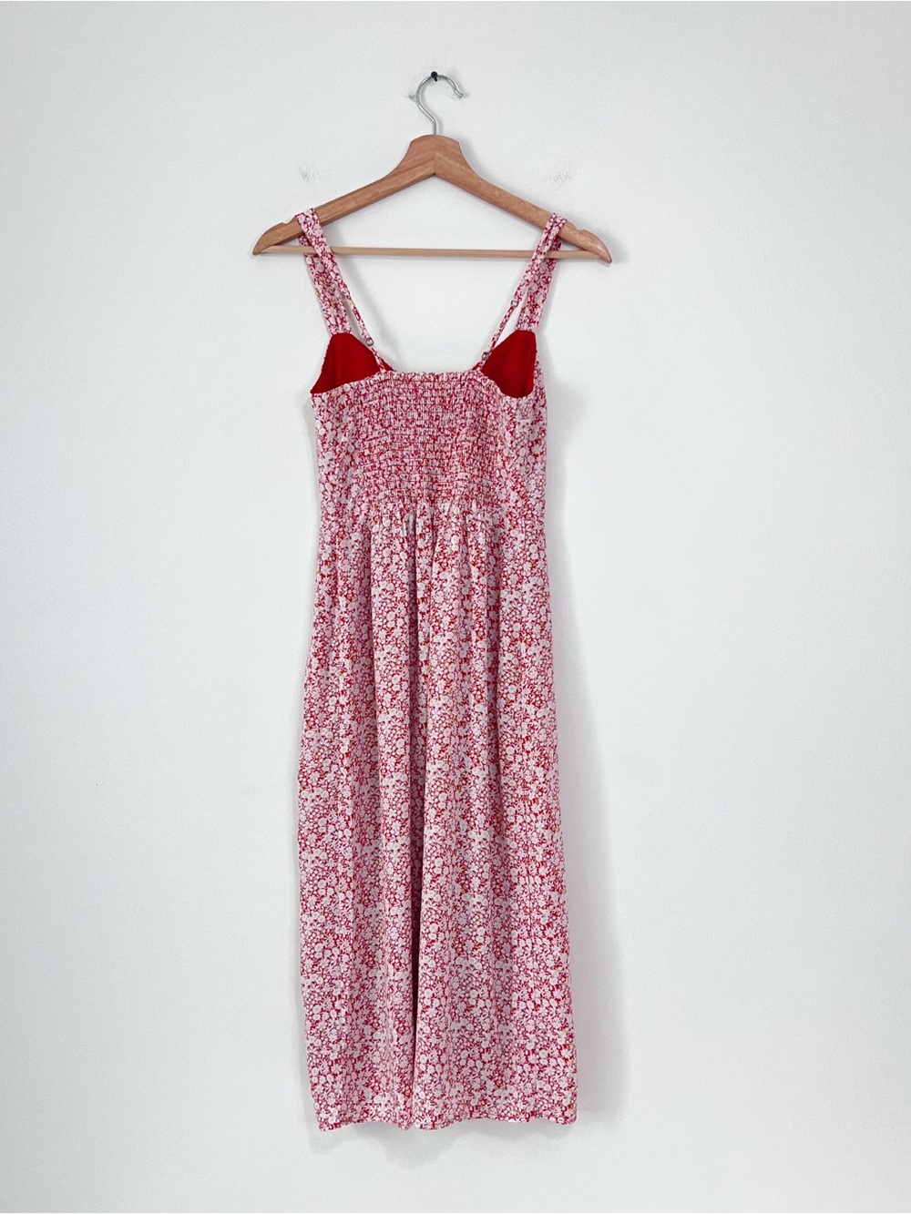 Abercrombie & Fitch Floral Slip Midi Dress Red White Daisy Side Slit Size XS - Picture 7 of 9